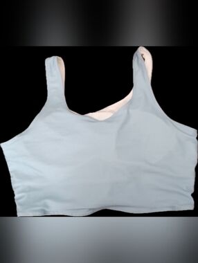 Light Blue Scoop Neck Sports Swimsuit Top